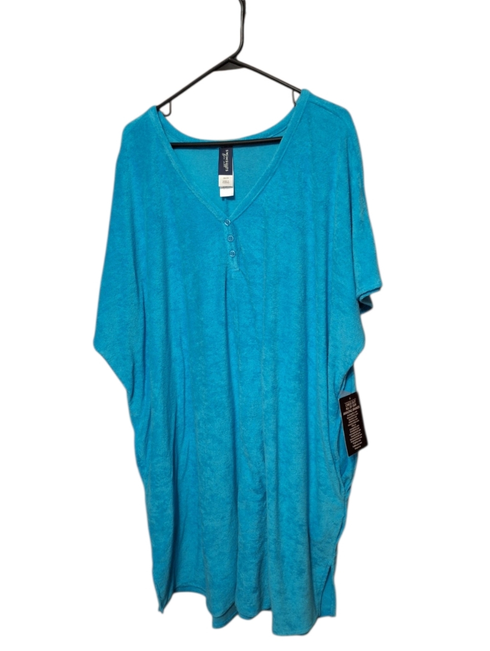 Swimsuits For All Turquoise V-Neck Terry Tunic Ladies 26/28 NWT BEACHY VACATION